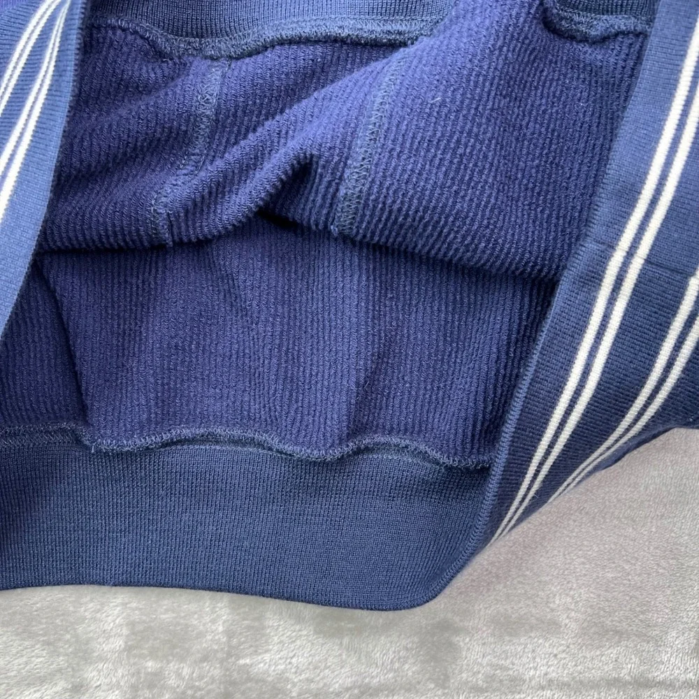 J.Crew Quarter-Zip Pullover Mens Large Navy‎ Blue Striped Trim Cotton Sportswear